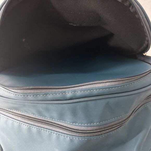 Jon Hart Design Backpack Adults Blue Coated Canvas Leather Trim - Picture 7 of 16